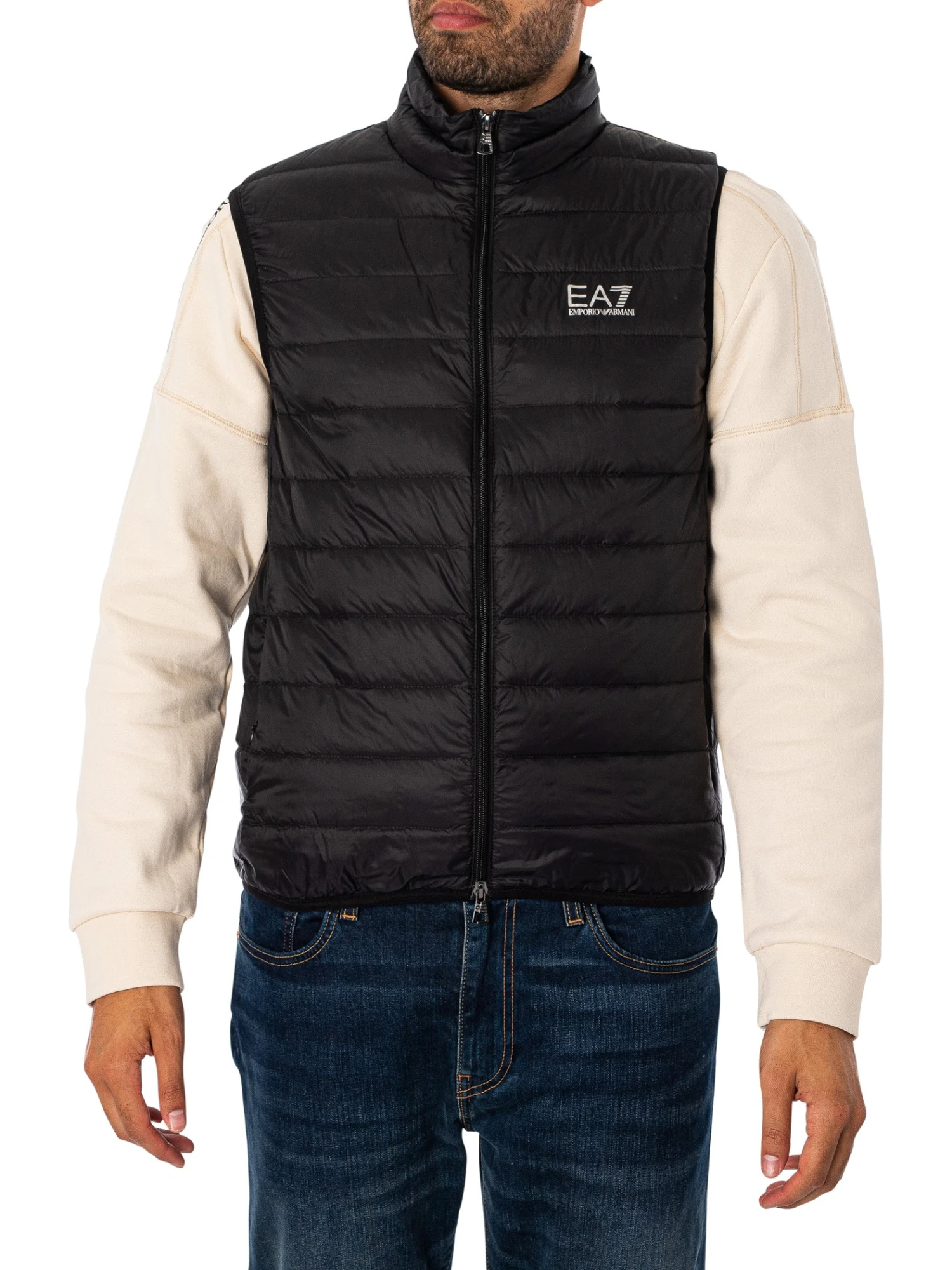 EA7 Woven Down Gilet - Black/Silver EA7 Woven Down Gilet - Black/Silver -Standout Store 52772a