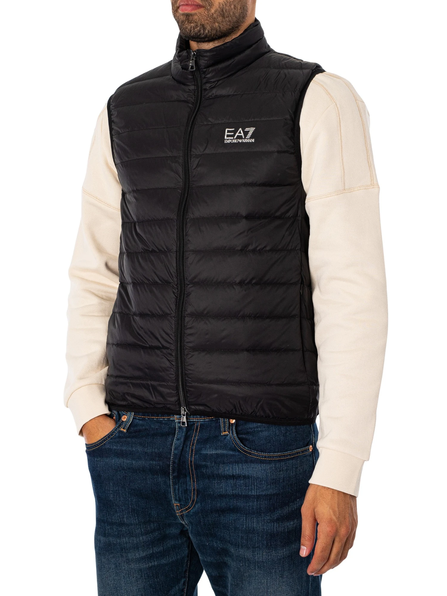 EA7 Woven Down Gilet - Black/Silver EA7 Woven Down Gilet - Black/Silver -Standout Store 52772b