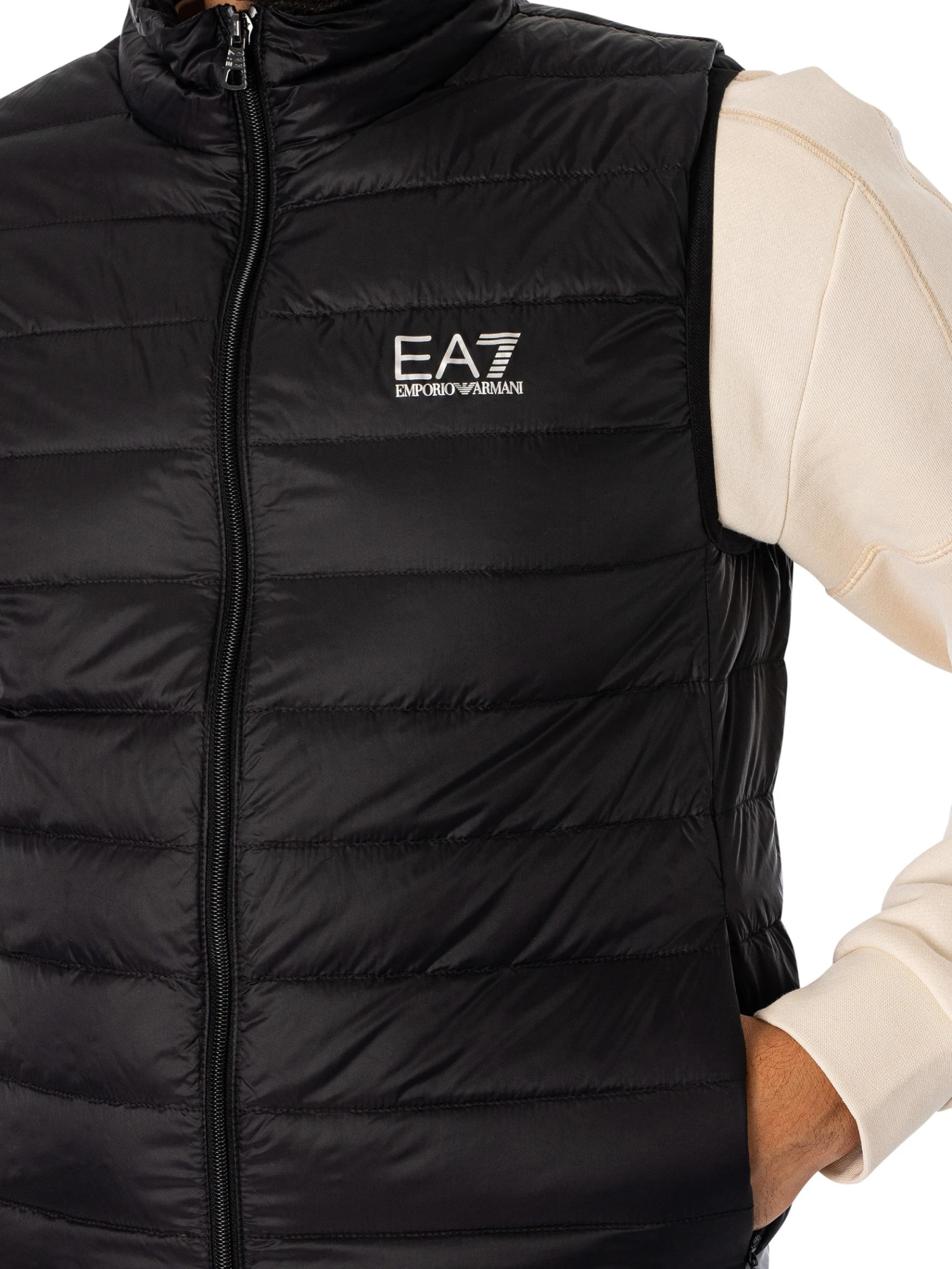 EA7 Woven Down Gilet - Black/Silver EA7 Woven Down Gilet - Black/Silver -Standout Store 52772d