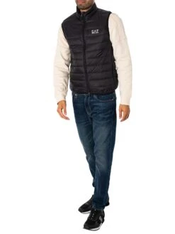 EA7 Woven Down Gilet - Black/Silver 6 EA7 Woven Down Gilet - Black/Silver -Standout Store 52772e