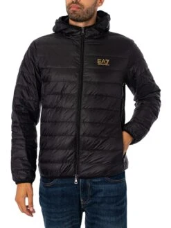 EA7 Woven Down Jacket - Black/Gold