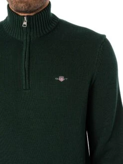 GANT Casual Cotton Half Zip Knit - Tartan Green 5 GANT Casual Cotton Half Zip Knit - Tartan Green -Standout Store 53074d