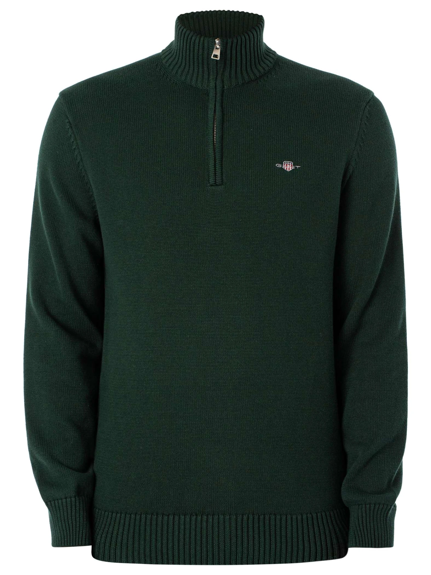 GANT Casual Cotton Half Zip Knit - Tartan Green GANT Casual Cotton Half Zip Knit - Tartan Green -Standout Store 53074e