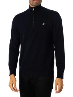 GANT Classic Cotton Half Zip Knit - Evening Blue