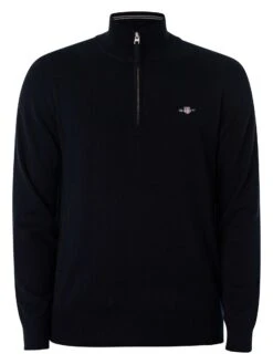 GANT Classic Cotton Half Zip Knit - Evening Blue -Standout Store 53077e
