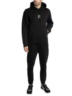 Armani Exchange Jersey Logo Pullover Hoodie - Black/White -Standout Store 54213e