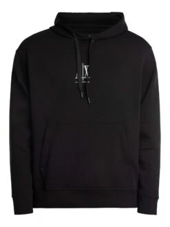 Armani Exchange Jersey Logo Pullover Hoodie - Black/White -Standout Store 54213f