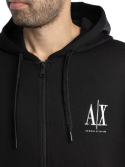 Armani Exchange Jersey Logo Zip Hoodie - Black/White -Standout Store 54214d