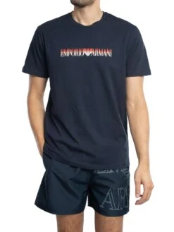 Emporio Armani Lounge Echo Logo T-Shirt - Blue