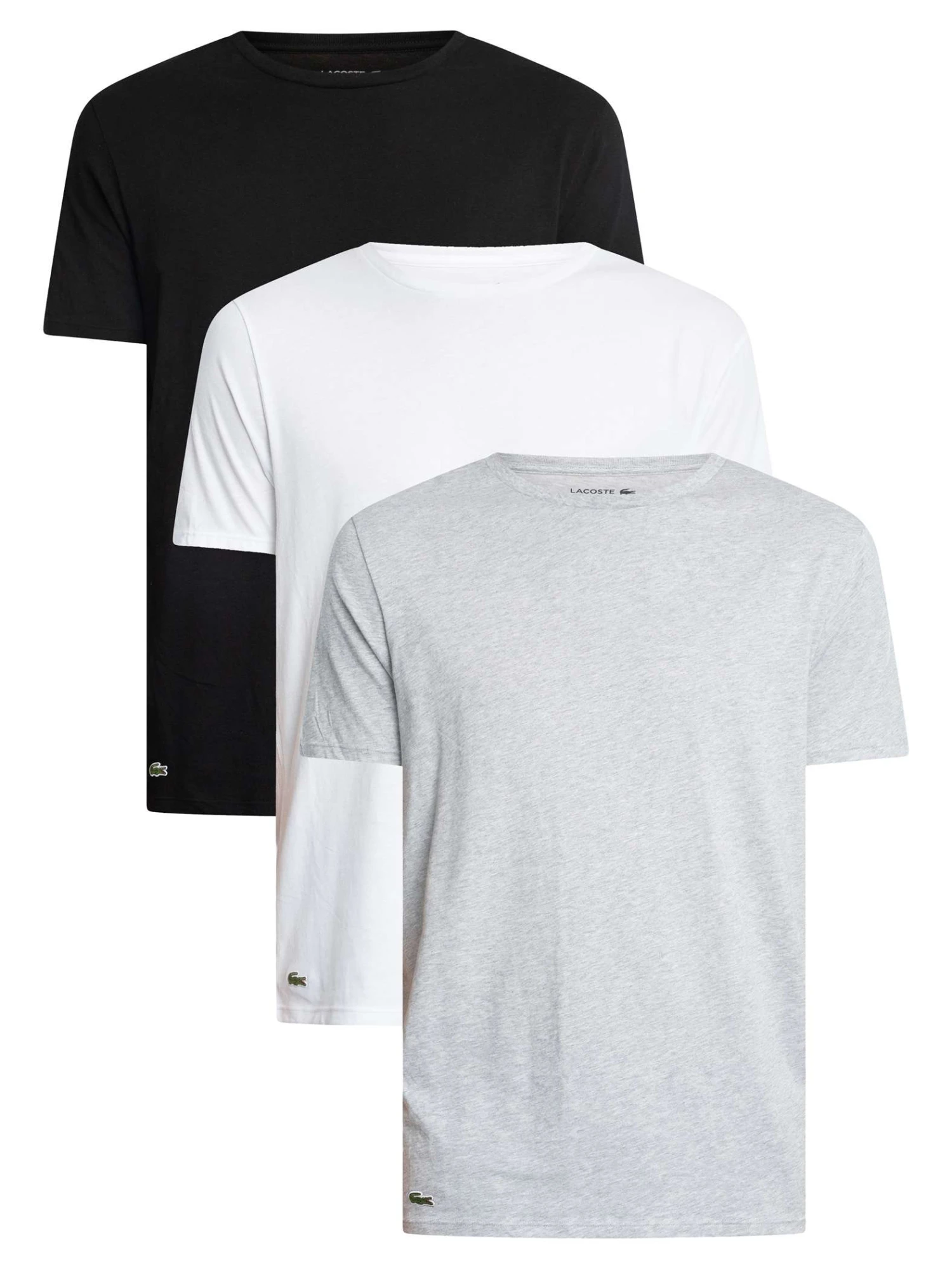 Lacoste 3 Pack Crew Lounge T-Shirts - Black/Grey/White Lacoste 3 Pack Crew Lounge T-Shirts - Black/Grey/White -Standout Store 54326a
