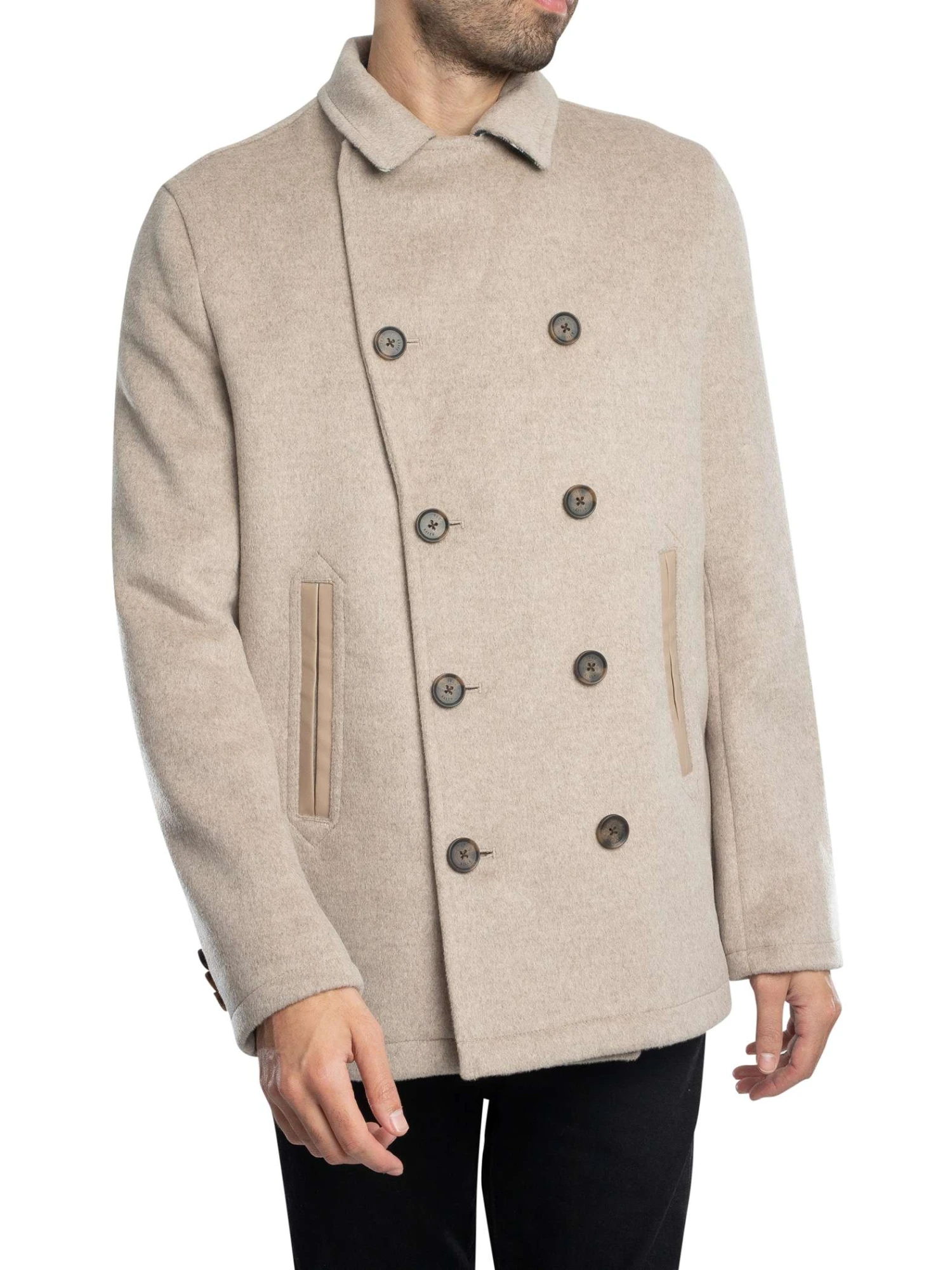 Ted Baker Aldovie Peacoat Jacket - Stone Ted Baker Aldovie Peacoat Jacket - Stone -Standout Store 54419k