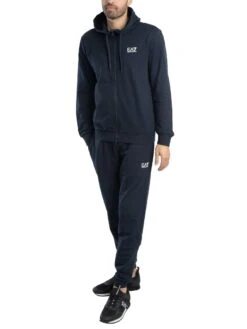 EA7 Chest Logo Zip Hood Tracksuit - Blue