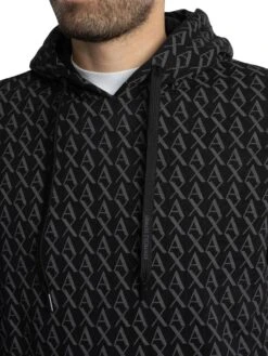 Armani Exchange All-over Pullover Hoodie - Black/Black -Standout Store 54523d