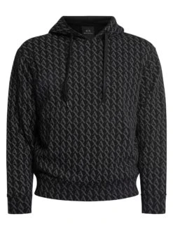 Armani Exchange All-over Pullover Hoodie - Black/Black -Standout Store 54523e
