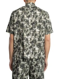 Armani Exchange Print Woven Short Sleeved Shirt - White/Green Resort -Standout Store 54526c