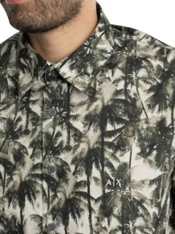 Armani Exchange Print Woven Short Sleeved Shirt - White/Green Resort -Standout Store 54526d