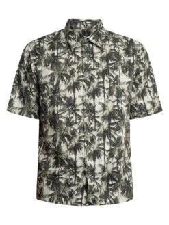 Armani Exchange Print Woven Short Sleeved Shirt - White/Green Resort -Standout Store 54526f