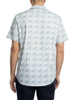 HUGO Ellino Pattern Short Sleeved Shirt - Open Blue -Standout Store 54695c