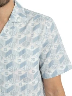 HUGO Ellino Pattern Short Sleeved Shirt - Open Blue -Standout Store 54695d