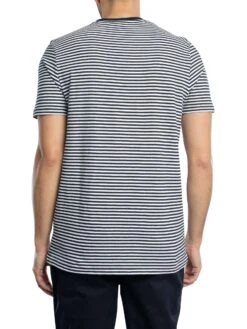 Lyle & Scott Linen Blend Breton Stripe T-Shirt - Dark Navy/White -Standout Store 54743c