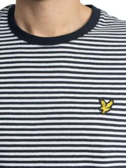 Lyle & Scott Linen Blend Breton Stripe T-Shirt - Dark Navy/White -Standout Store 54743d