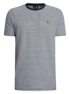 Lyle & Scott Linen Blend Breton Stripe T-Shirt - Dark Navy/White -Standout Store 54743f