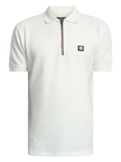 Trojan Ottoman Rib Chrome Zip Polo Shirt - Ecru 6 Trojan Ottoman Rib Chrome Zip Polo Shirt - Ecru -Standout Store 54877e