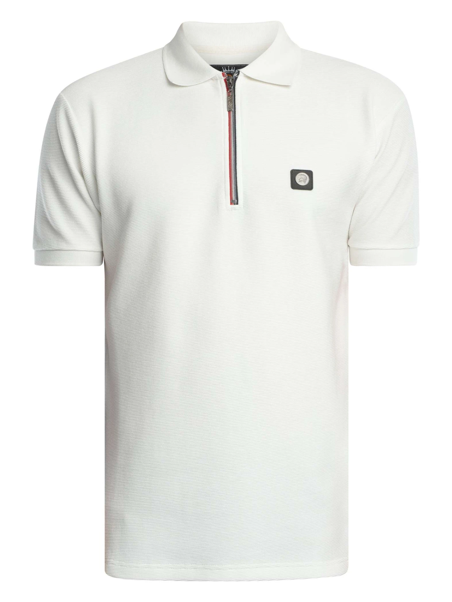 Trojan Ottoman Rib Chrome Zip Polo Shirt - Ecru Trojan Ottoman Rib Chrome Zip Polo Shirt - Ecru -Standout Store 54877e