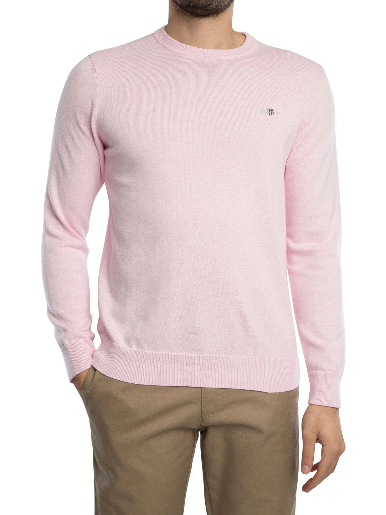GANT Classic Cotton Knit - Light Pink Melange GANT Classic Cotton Knit - Light Pink Melange -Standout Store 55066a