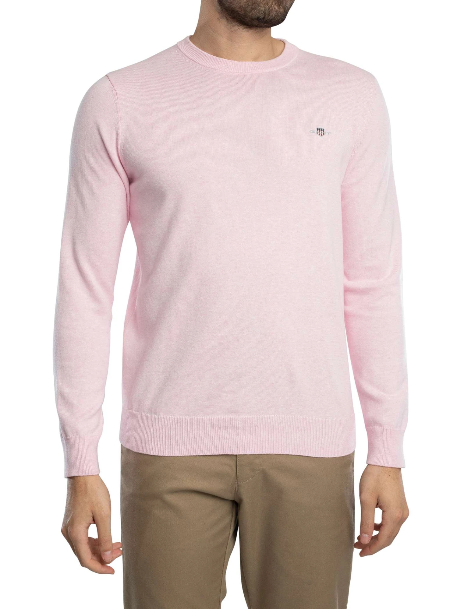GANT Classic Cotton Knit - Light Pink Melange GANT Classic Cotton Knit - Light Pink Melange -Standout Store 55066b