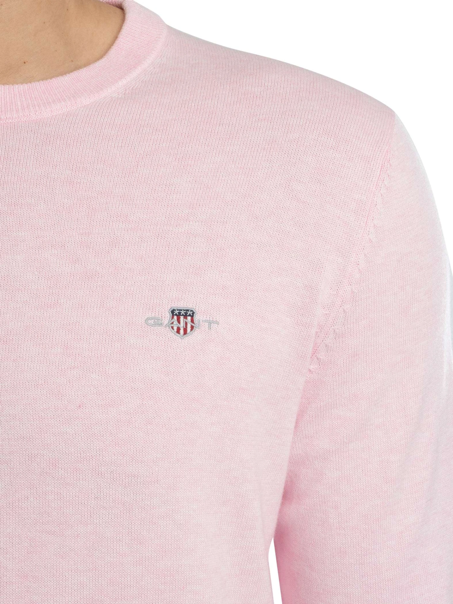 GANT Classic Cotton Knit - Light Pink Melange GANT Classic Cotton Knit - Light Pink Melange -Standout Store 55066d