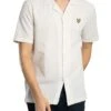 Lyle & Scott Linen Blend Oxford Revere Short Sleeved Shirt - Luna -Standout Store 55093a