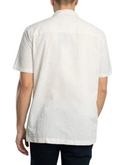 Lyle & Scott Linen Blend Oxford Revere Short Sleeved Shirt - Luna 4 Lyle & Scott Linen Blend Oxford Revere Short Sleeved Shirt - Luna -Standout Store 55093c