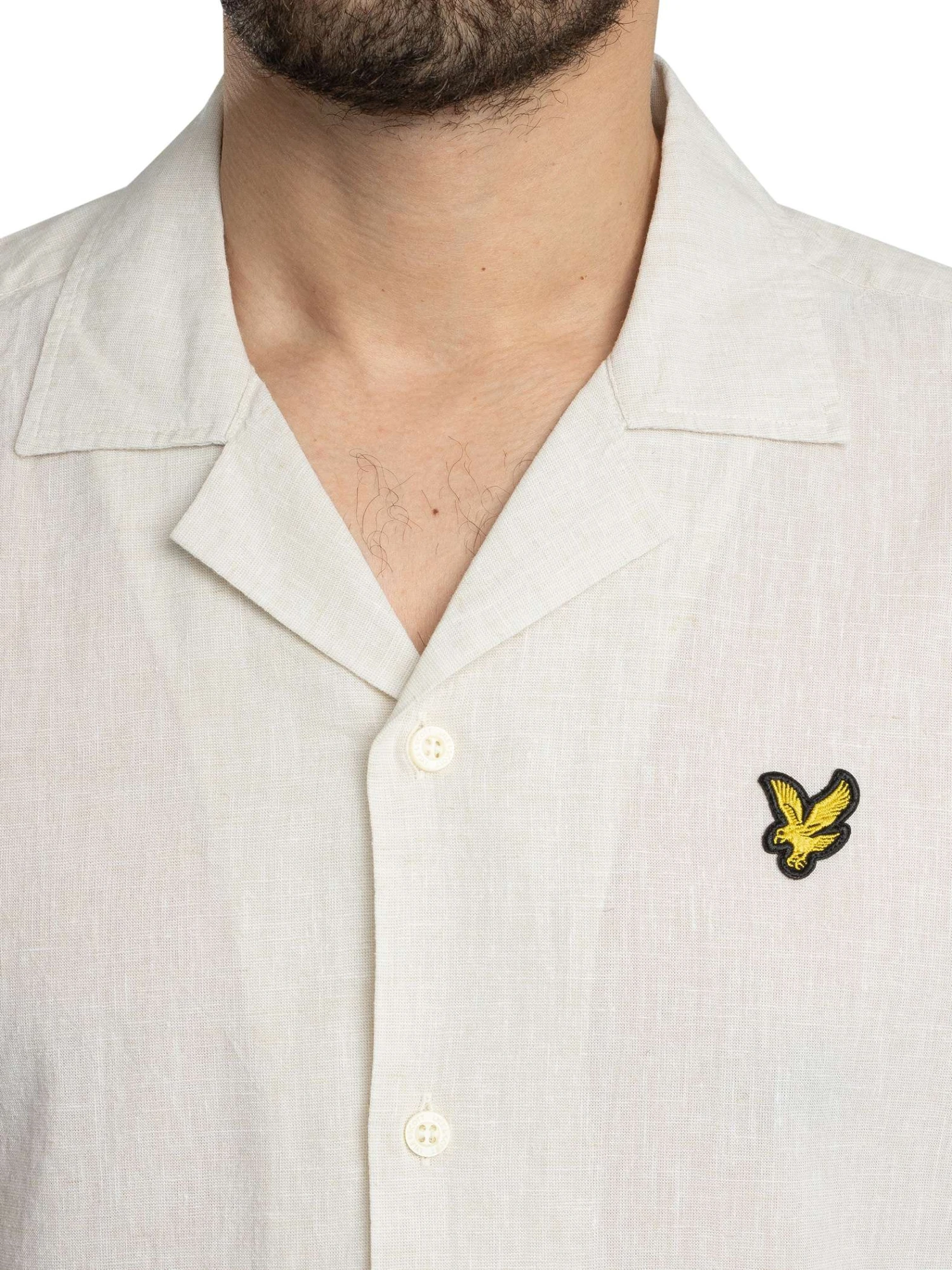 Lyle & Scott Linen Blend Oxford Revere Short Sleeved Shirt - Luna Lyle & Scott Linen Blend Oxford Revere Short Sleeved Shirt - Luna -Standout Store 55093d