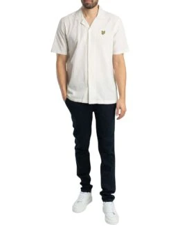 Lyle & Scott Linen Blend Oxford Revere Short Sleeved Shirt - Luna 6 Lyle & Scott Linen Blend Oxford Revere Short Sleeved Shirt - Luna -Standout Store 55093e