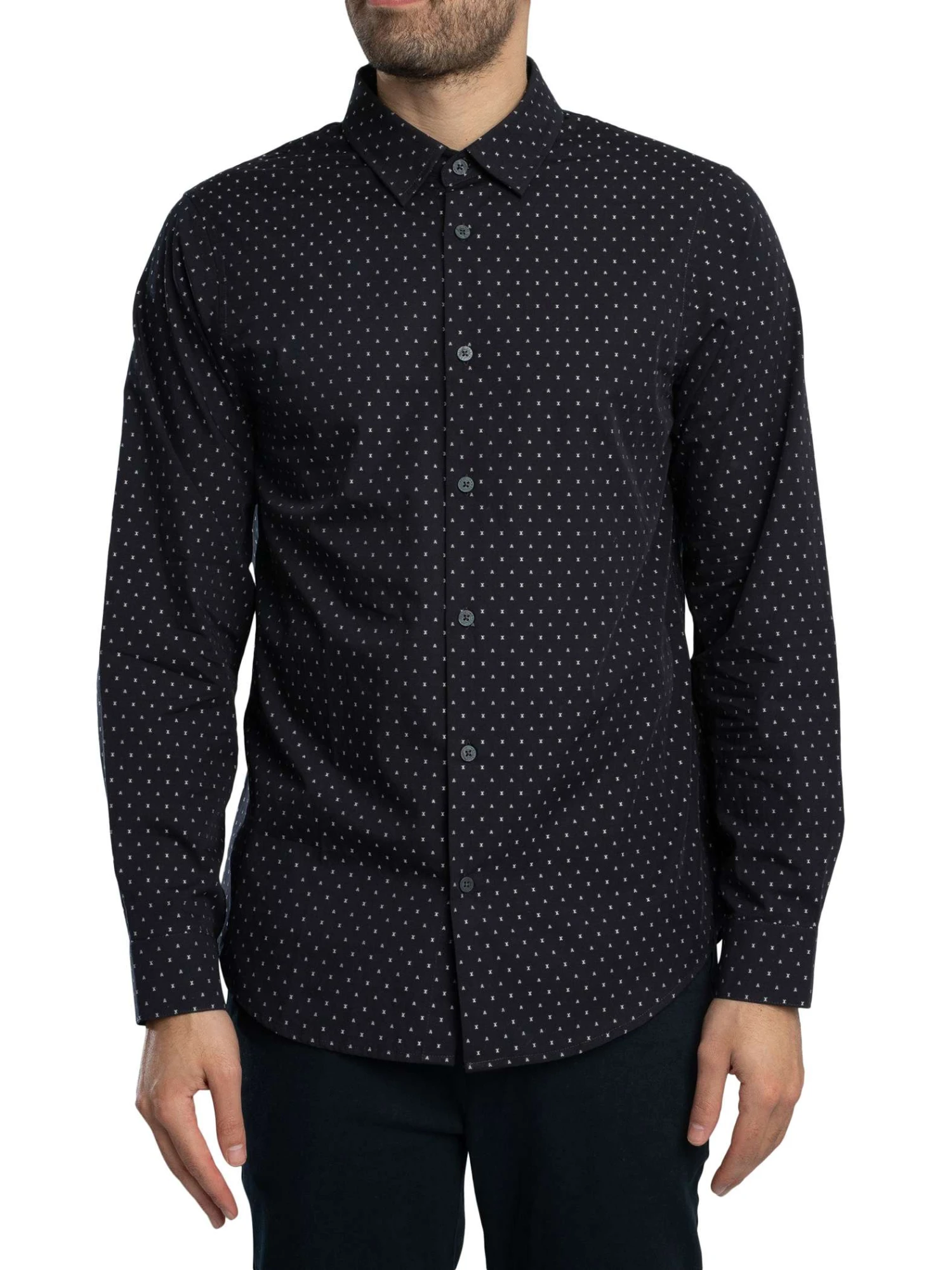 Armani Exchange Logo Pattern Shirt - Navy Armani Exchange Logo Pattern Shirt - Navy -Standout Store 55255a