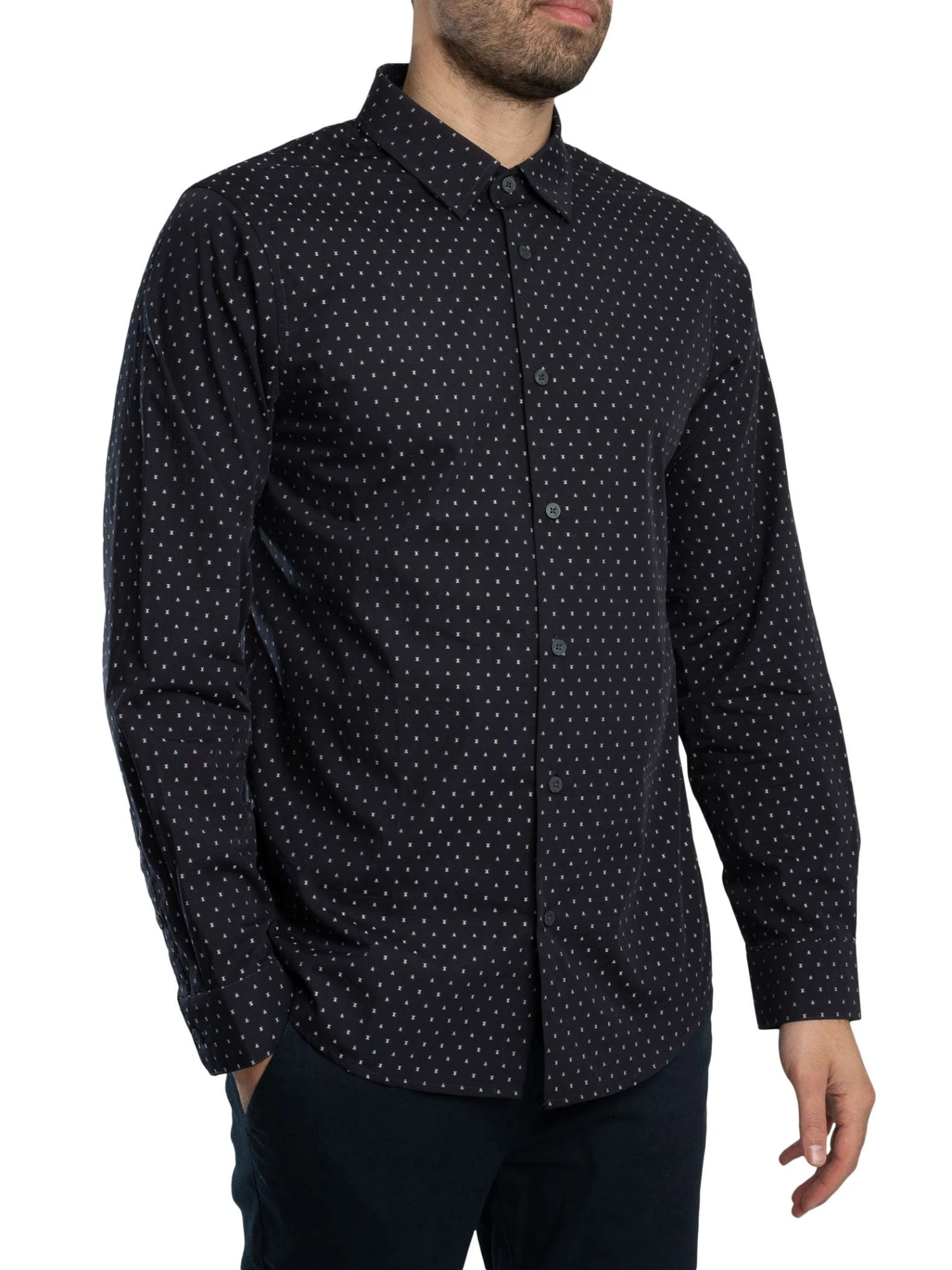 Armani Exchange Logo Pattern Shirt - Navy Armani Exchange Logo Pattern Shirt - Navy -Standout Store 55255b