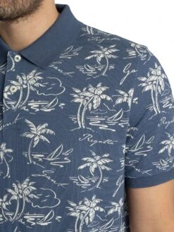 GANT Printed Polo Shirt - Dusty Navy -Standout Store 55349c