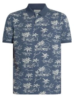 GANT Printed Polo Shirt - Dusty Navy -Standout Store 55349e