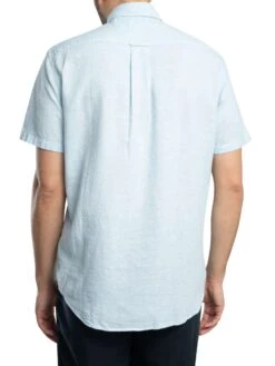 GANT Regular Cotton Linen Short Sleeved Shirt - Fresh Blue 4 GANT Regular Cotton Linen Short Sleeved Shirt - Fresh Blue -Standout Store 55352c