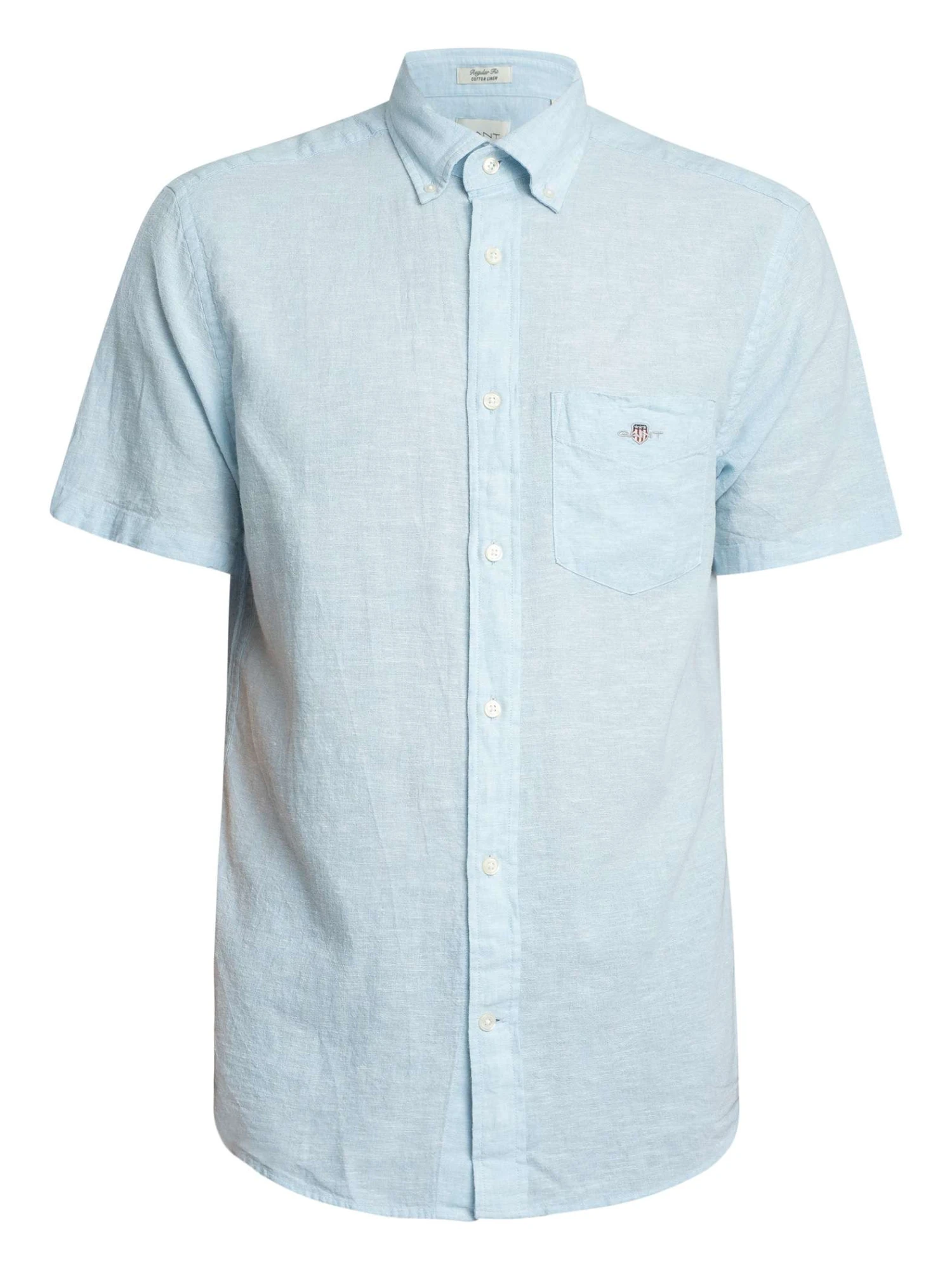 GANT Regular Cotton Linen Short Sleeved Shirt - Fresh Blue GANT Regular Cotton Linen Short Sleeved Shirt - Fresh Blue -Standout Store 55352e