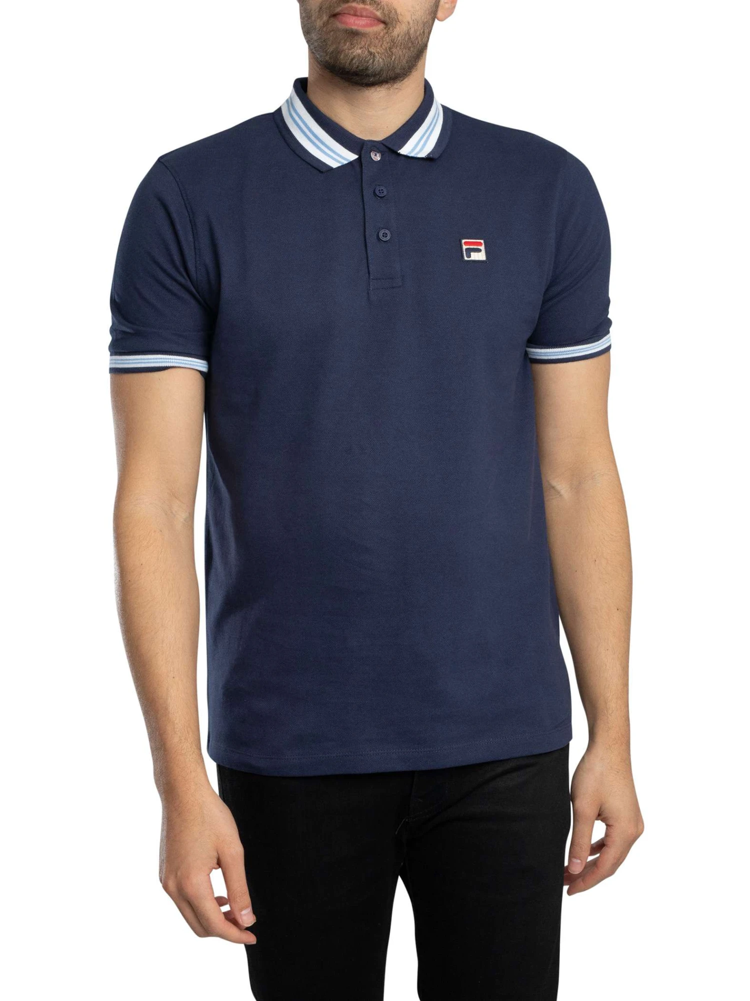 Fila Faraz Tipped Rib Polo Shirt - Navy/White/Vista Blue Fila Faraz Tipped Rib Polo Shirt - Navy/White/Vista Blue -Standout Store 55672a