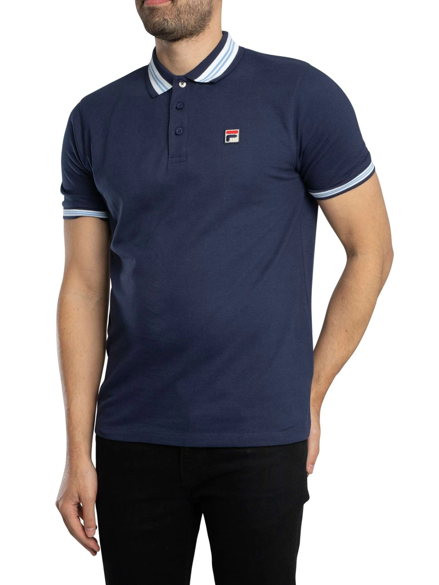 Fila Faraz Tipped Rib Polo Shirt - Navy/White/Vista Blue Fila Faraz Tipped Rib Polo Shirt - Navy/White/Vista Blue -Standout Store 55672b