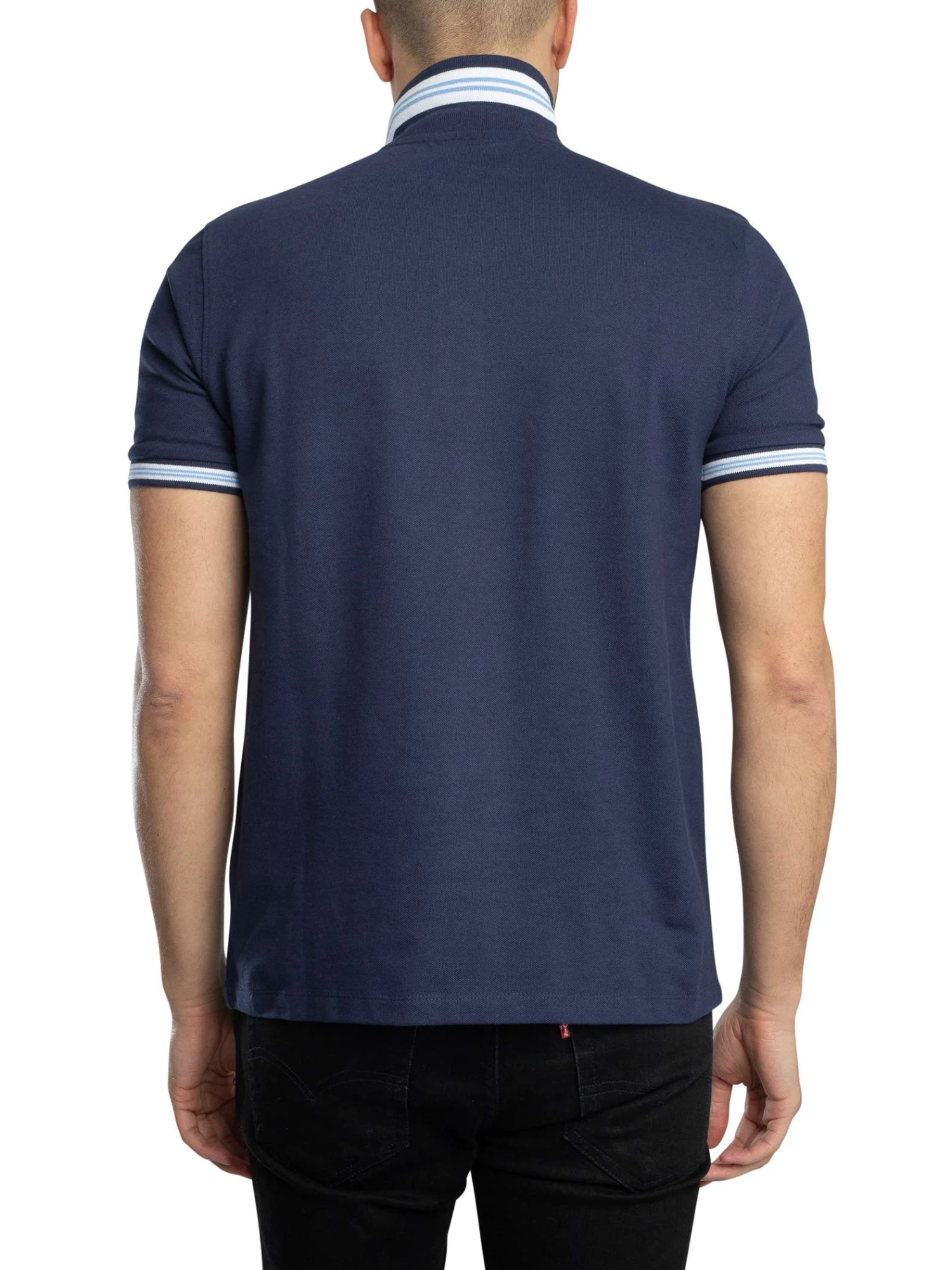 Fila Faraz Tipped Rib Polo Shirt - Navy/White/Vista Blue Fila Faraz Tipped Rib Polo Shirt - Navy/White/Vista Blue -Standout Store 55672c