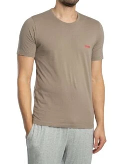 HUGO 3 Pack Lounge Crew T-Shirts - Black/Brown/Green -Standout Store 55702c