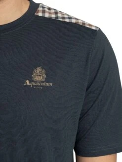 Aquascutum Club Check Details T-Shirt - Navy -Standout Store 55840d