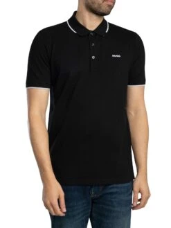 HUGO Dinoso222 Slim Logo Polo Shirt - Black