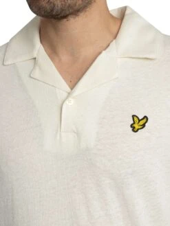 Lyle & Scott Linen Revere Collar Polo Shirt - Natural -Standout Store 56055d