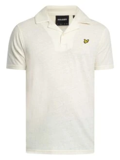 Lyle & Scott Linen Revere Collar Polo Shirt - Natural -Standout Store 56055e