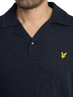 Lyle & Scott Linen Revere Collar Polo Shirt - Dark Navy -Standout Store 56056d
